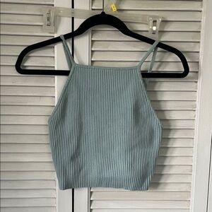 Forever 21 Ribbed Square-Neck Crop Cami in Sage Green